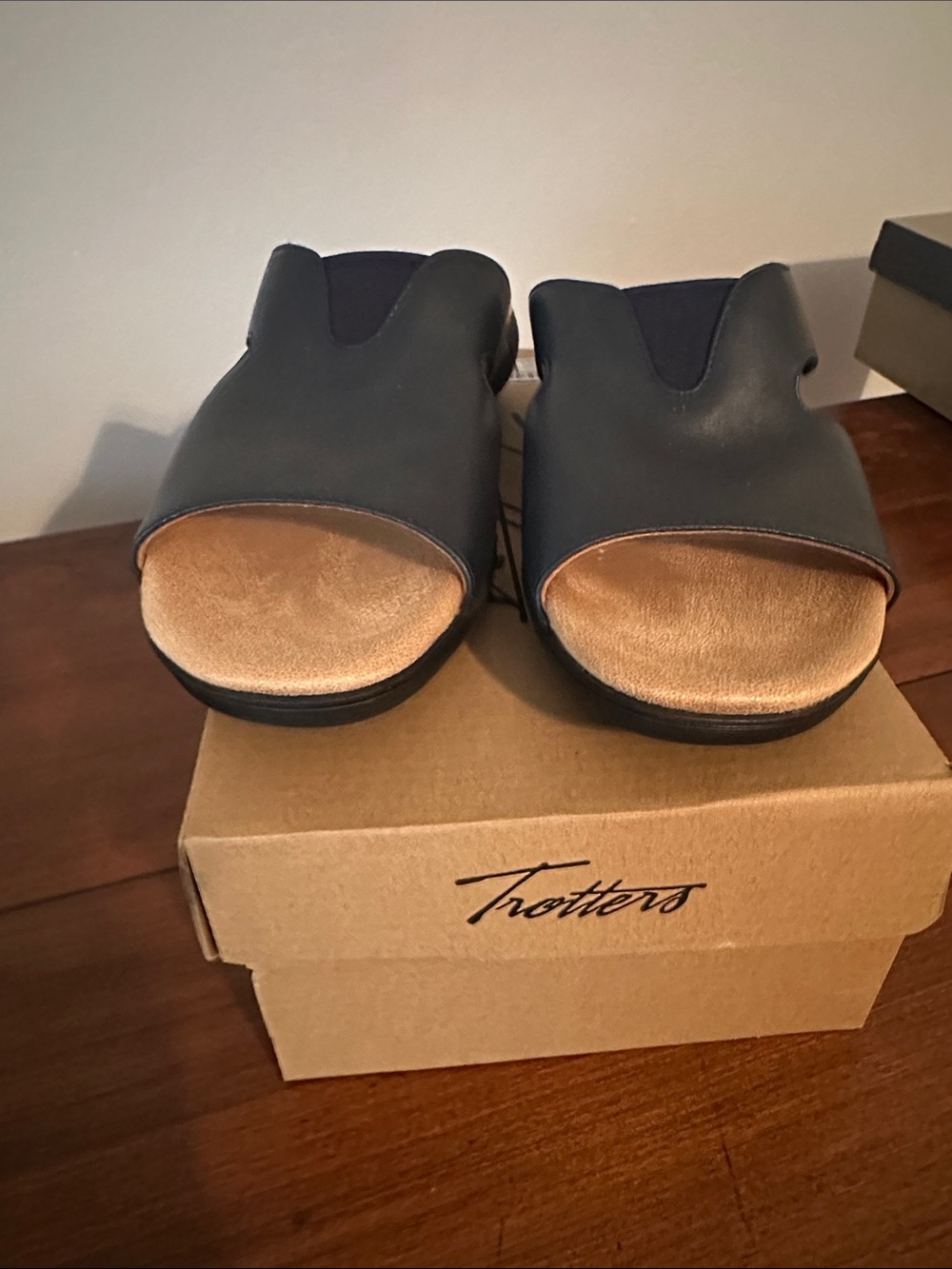 Trotters Navy Slip-On Open-Toe Slides